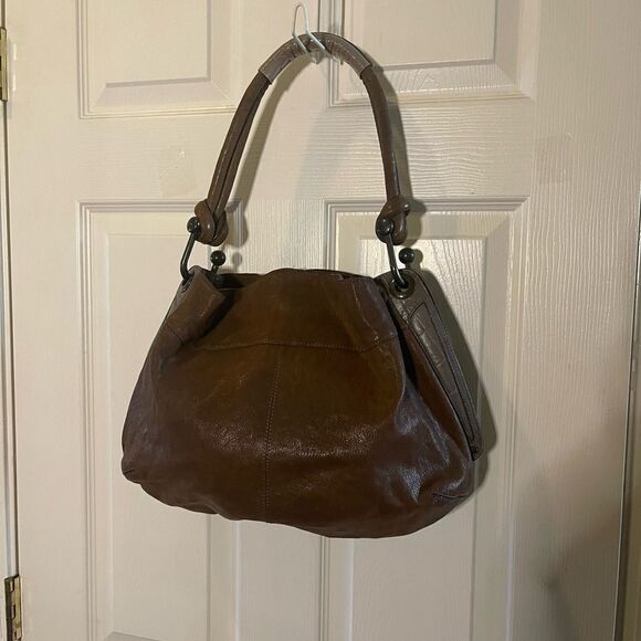 BCBGMAXAZRIA Brown & gray Hobo Shoulder bag.silver tone hardwares . - Picture 6 of 15